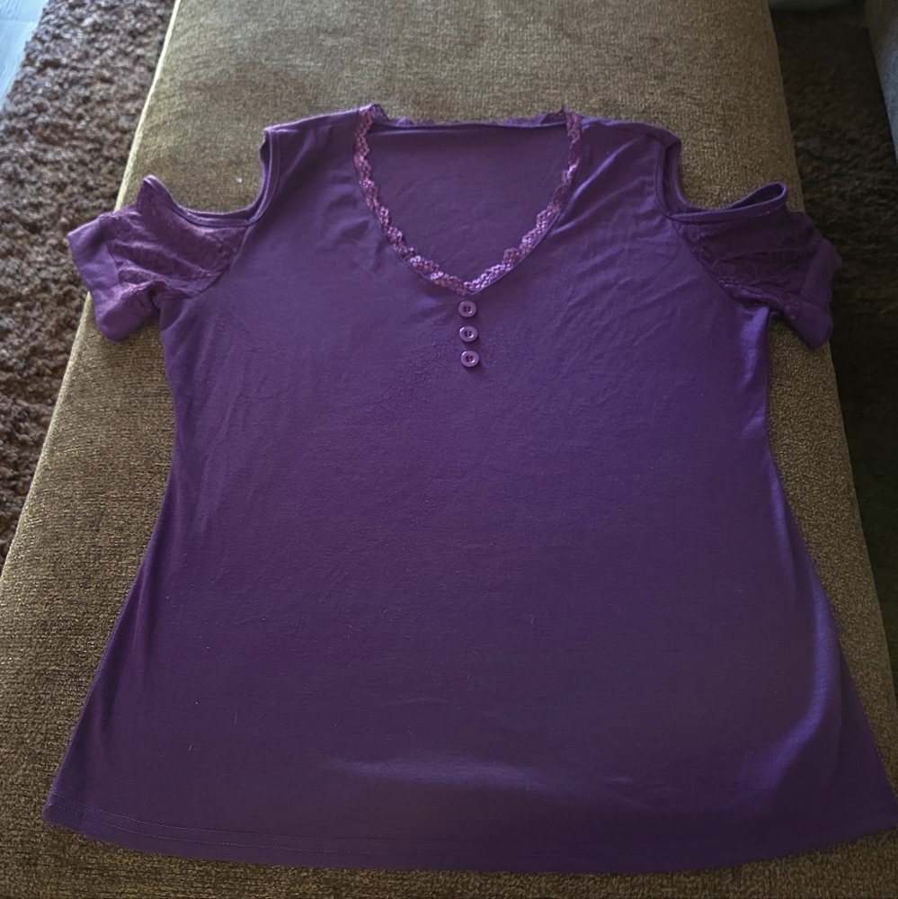 Purple Women's Cold Shoulder Top